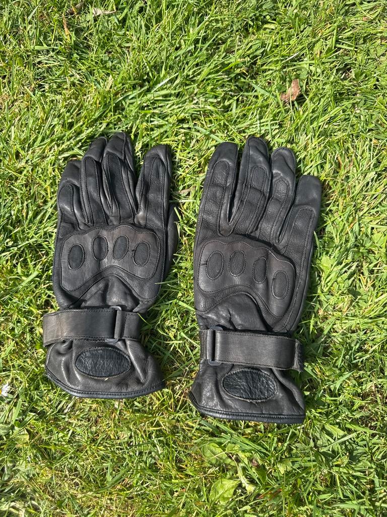 Zwarte Leren Motorhandschoenen met Knokkelbescherming, Motoren, Ophalen of Verzenden, Tweedehands, Dames, Handschoenen