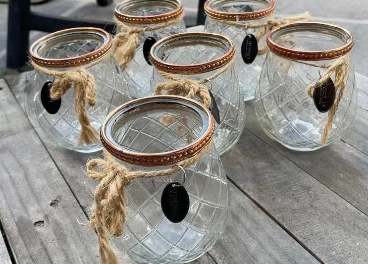 Set van 3 Riverdale Rye Sfeerlichten / Windlichten, Ophalen, Meerkleurig, Glas, Landelijk