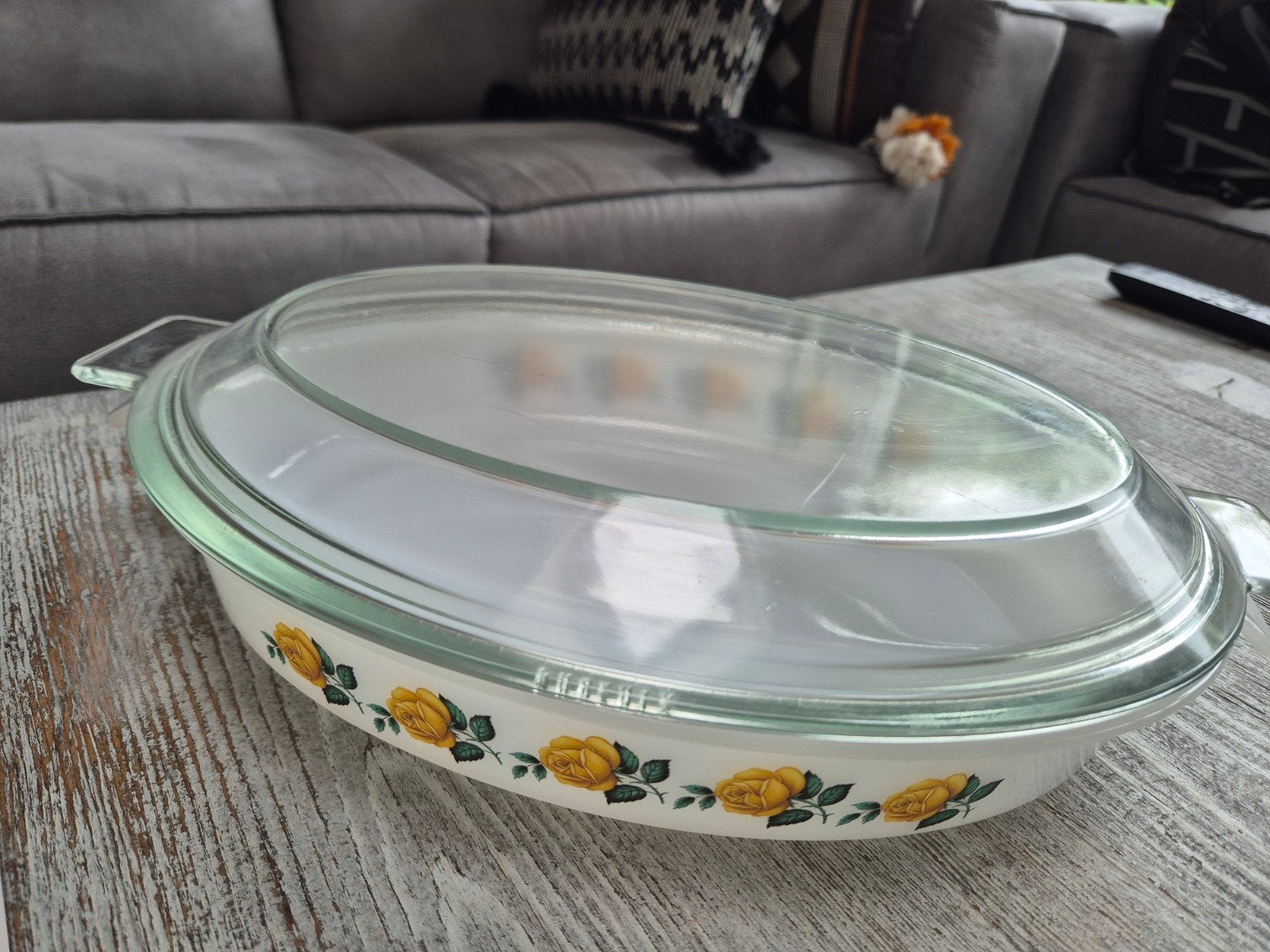 Phoenix schaal met deksel - Engeland - 1,42 L, Gebruikt, Schaal, Ophalen of Verzenden, Glas