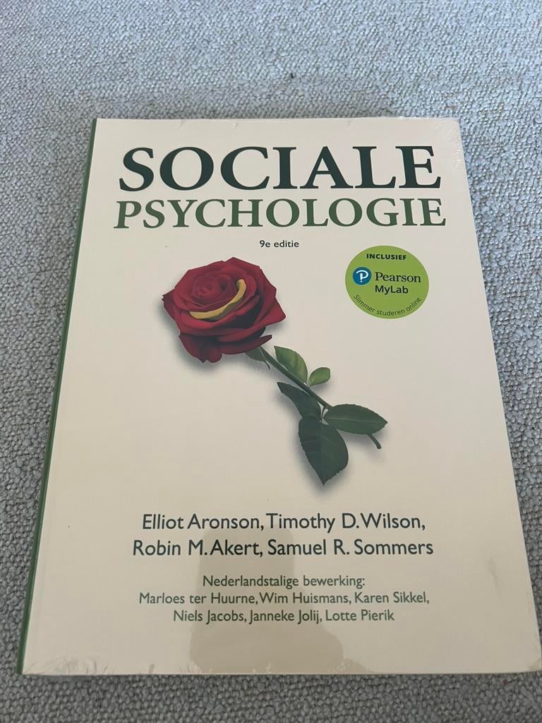 Sociale psychologie 9e editie, Ophalen of Verzenden, Nieuw, Sociale psychologie