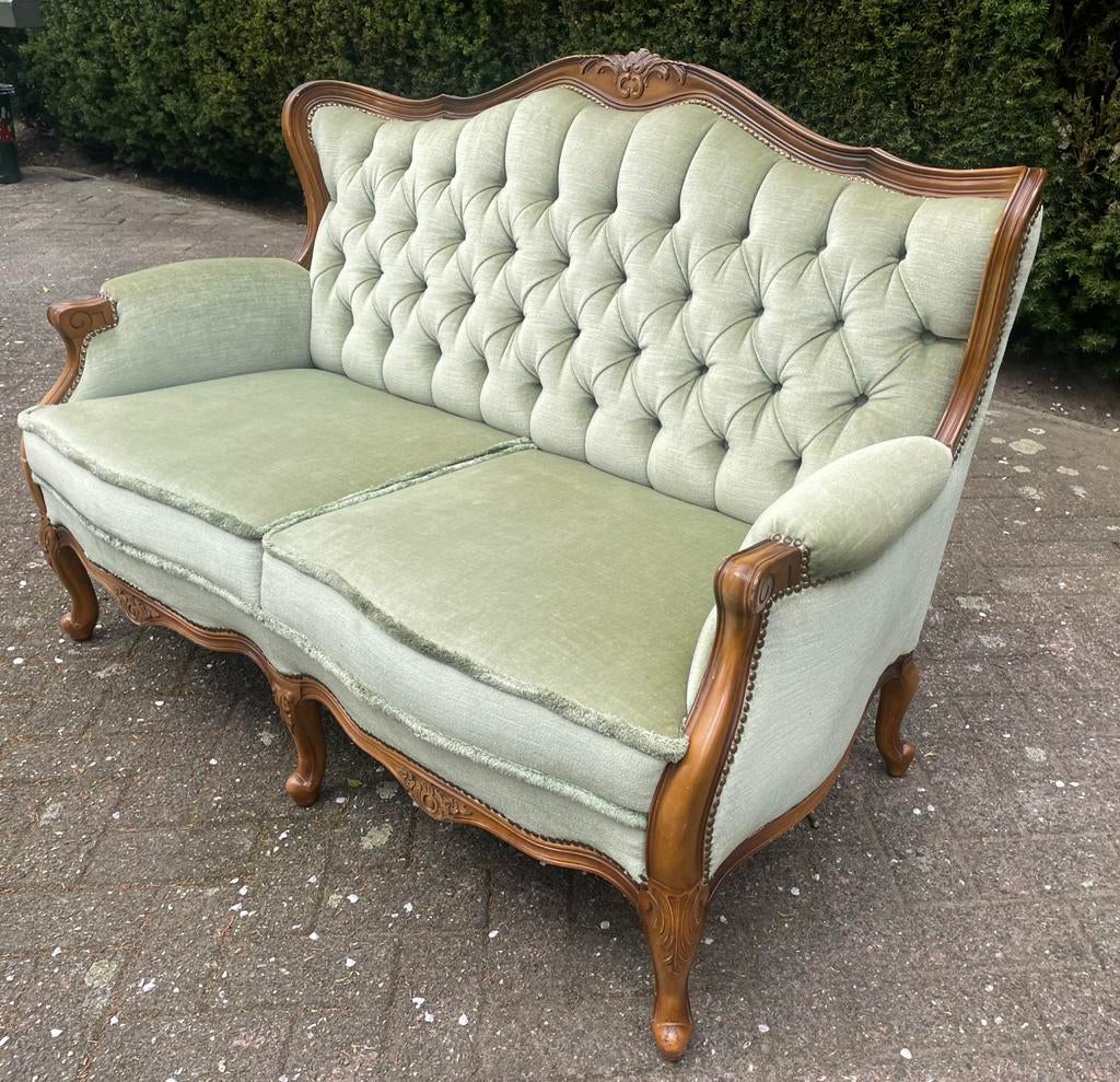 Vintage bank barok queen ann GROEN, Ophalen