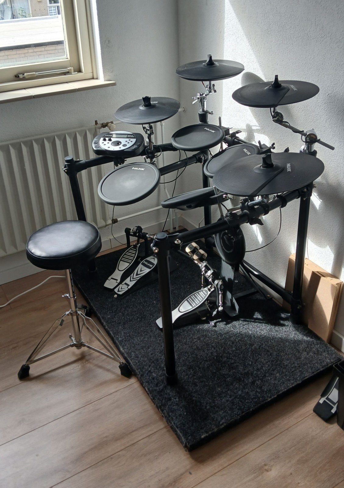 NUX DM-5 Elektronisch Drumstel met Dubbel Bass Pedaal, Ophalen, Gebruikt, Overige merken, Elektronisch