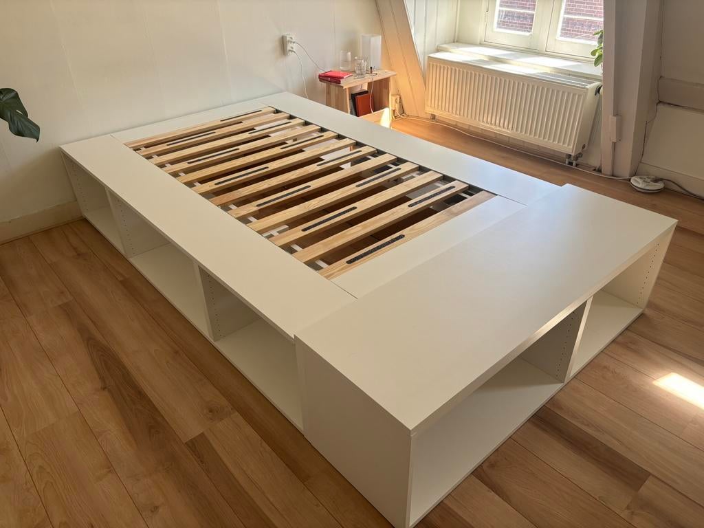 Ikea PLATSA bedframe 140 x 200, Ophalen, Wit, Tweepersoons, 140 cm