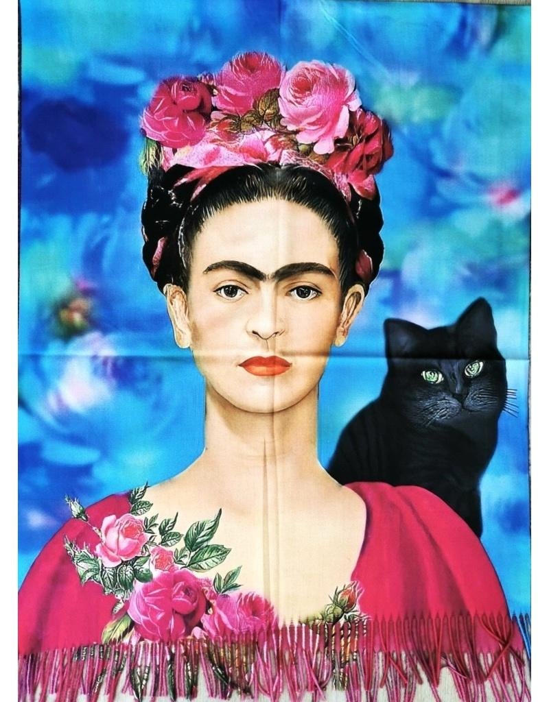 Frida Kahlo kunstsjaal frida met kat nieuw, de laatste, Kleding | Dames, Ophalen of Verzenden, Nieuw, Maat 46/48 (XL) of groter
