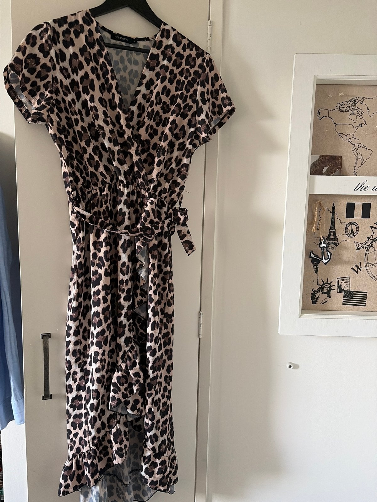 Leopard print jurk maat L overslag, Ophalen of Verzenden, Gedragen, Maat 42/44 (L), Meerkleurig