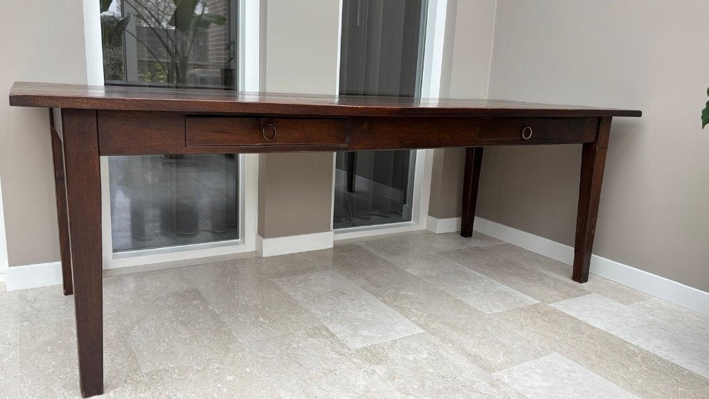 Koloniale Teakhouten Eettafel met Lades, Huis en Inrichting, Ophalen, Gebruikt, Koloniaal, Teakhout