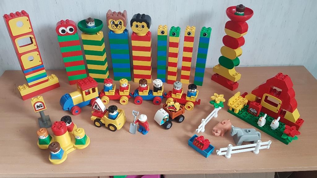 duplo blokken trein boerderij dieren popjes auto s, Ophalen of Verzenden, Zo goed als nieuw, Duplo