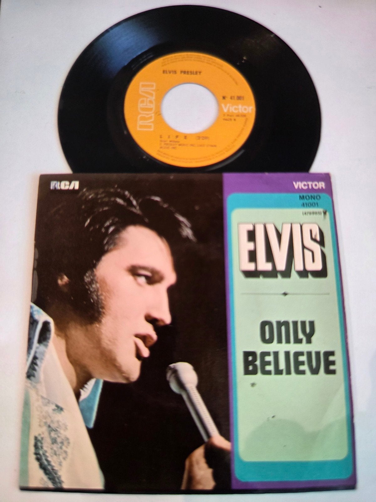 Elvis Presley - Only Believe / Life (Vinyl Single), Cd's en Dvd's, Vinyl Singles, Gebruikt, Pop, EP, Fotohoes, 7 inch, Ophalen of Verzenden