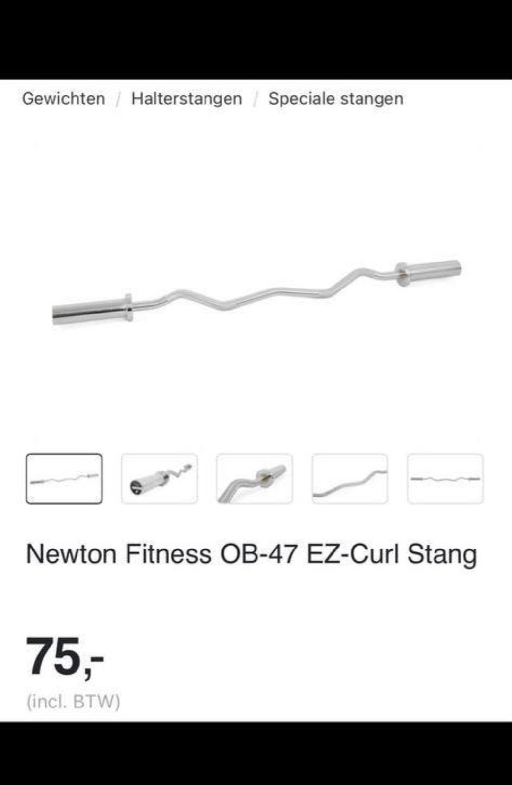 Newton Fitness OB-47 EZ-Curl Stang, Ophalen, Zo goed als nieuw, Armen, Halterstangen