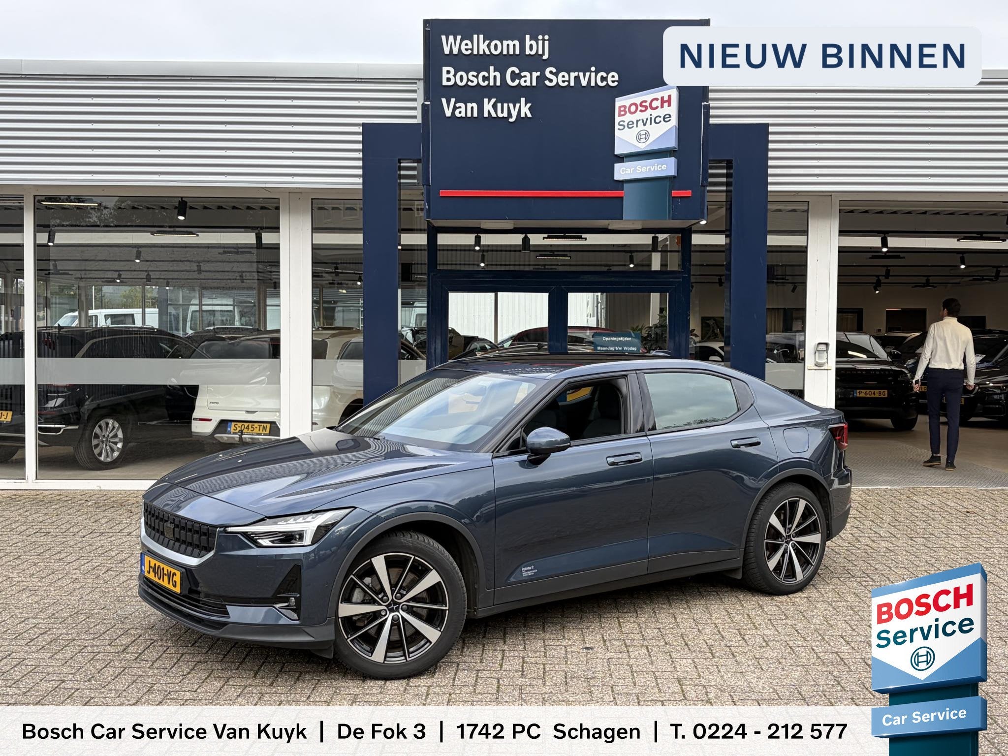 Polestar 2 Long Range Dual Motor Launch Edition 78kWh / SOH, Auto's, Polestar 2, Stof, Gebruikt, Blauw