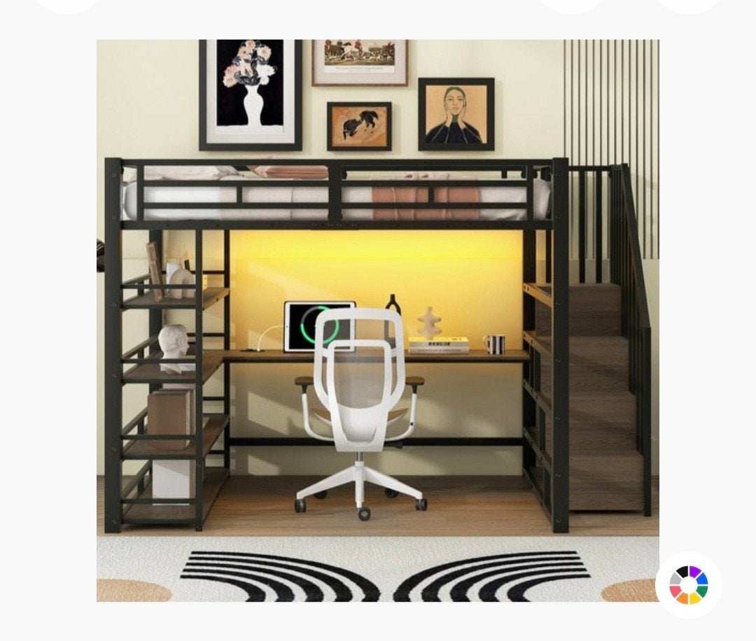 Hoogslaper met bureau, Ophalen, Eenpersoons, Zo goed als nieuw, 90 cm