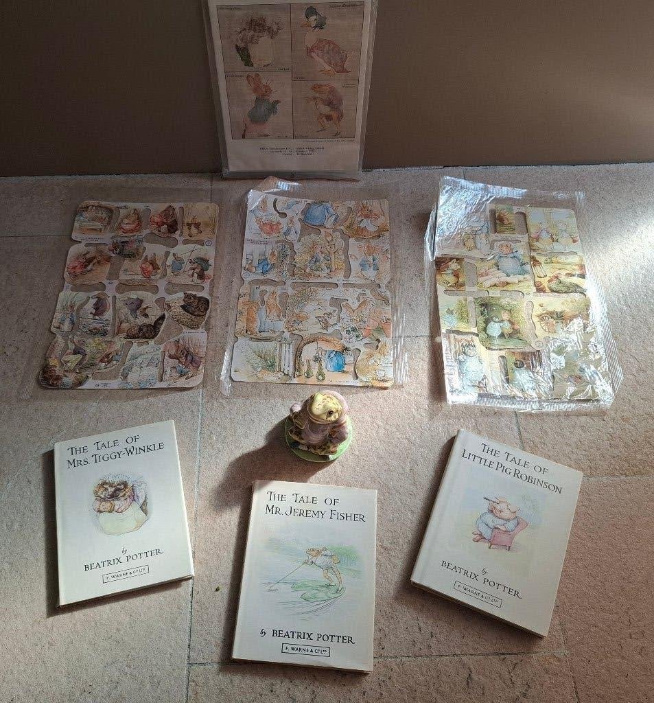 Beatrix Potter Beswick kikker/boekjes/naaipatronen/stickers, Ophalen of Verzenden, Zo goed als nieuw, Dier