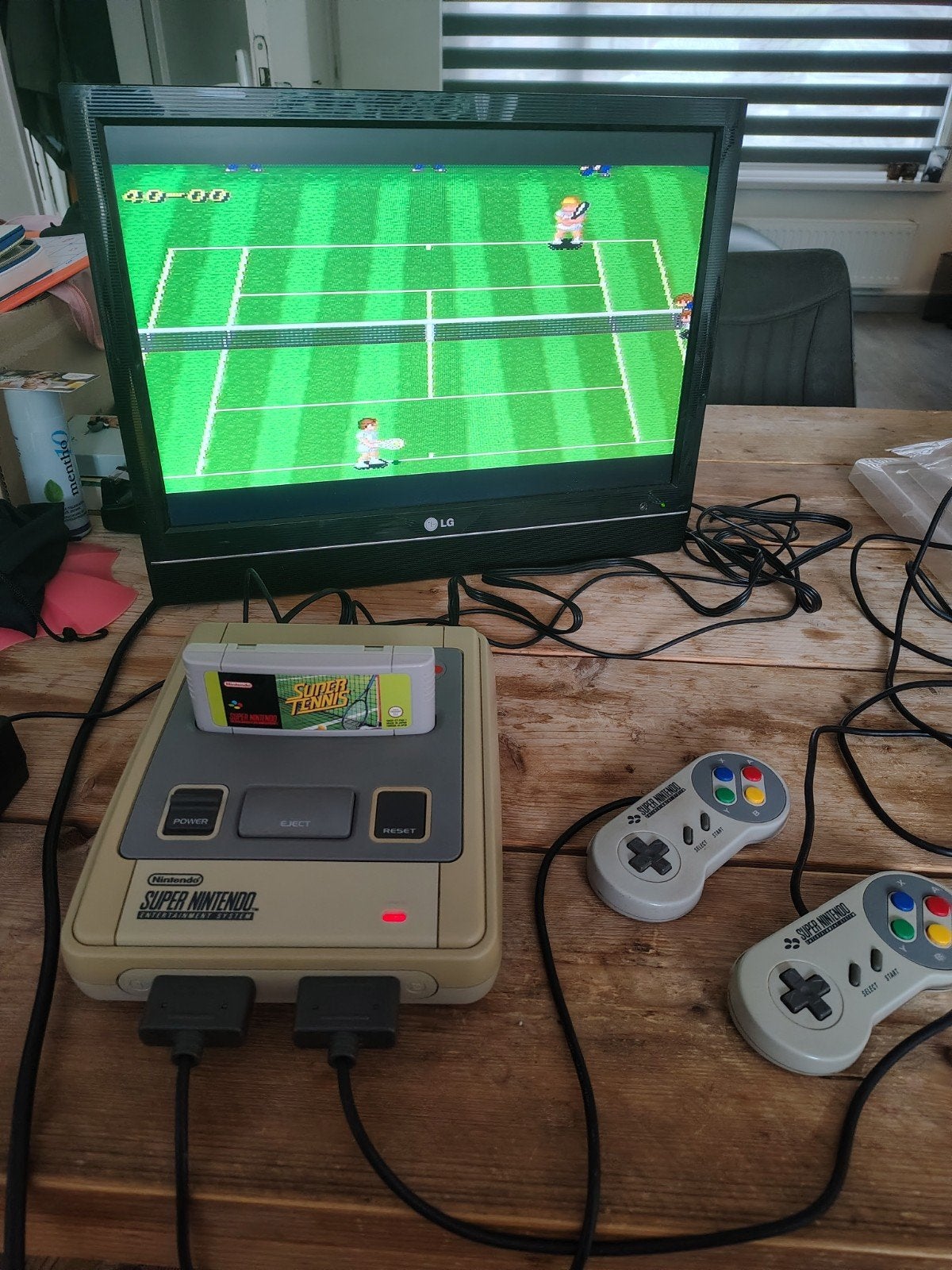 Werkzame Super Nintendo (SNES) PAL met 2 controllers, Gebruikt, 2 spelers, Eén computer, Ophalen of Verzenden
