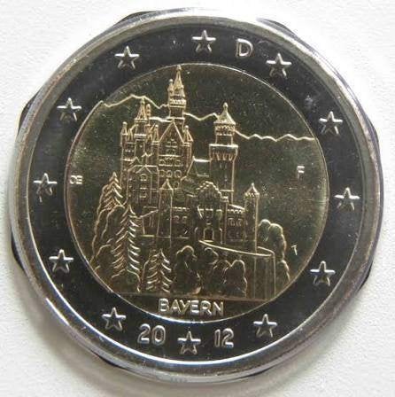 Duitsland - 2 euro 2012 - Neuschwanstein F ( Stuttgart ), Verzenden, Duitsland, 2 euro, Losse munt