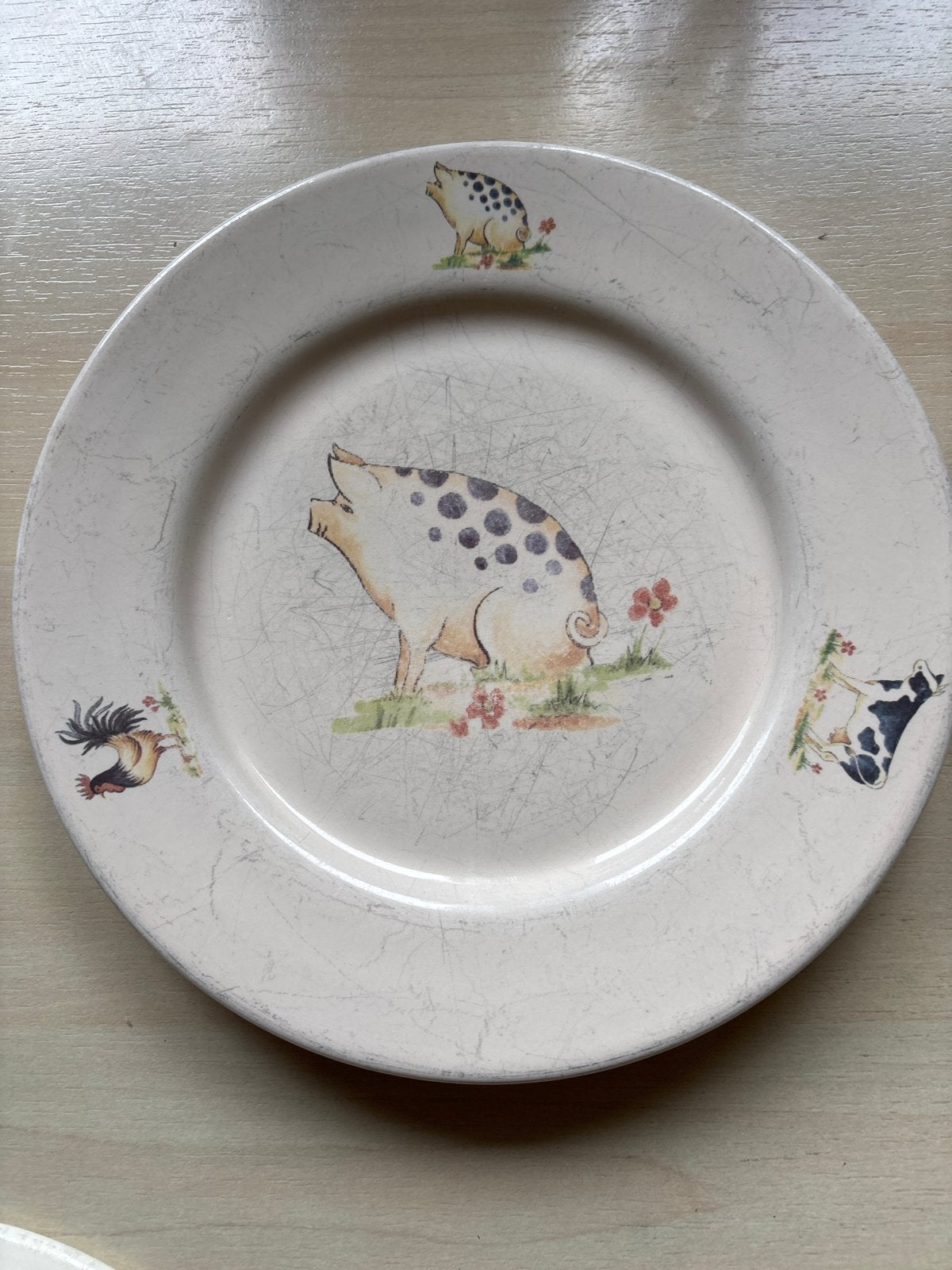 Decoratief bord met boerderijdieren, Ophalen, Gebruikt, Keramiek, Bord(en)