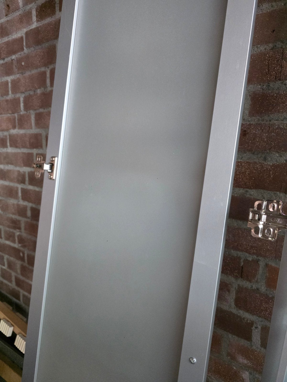 Moderne binnendeur met mat glas en aluminium frame, Ophalen of Verzenden, Glas, Binnendeur, 200 tot 215 cm