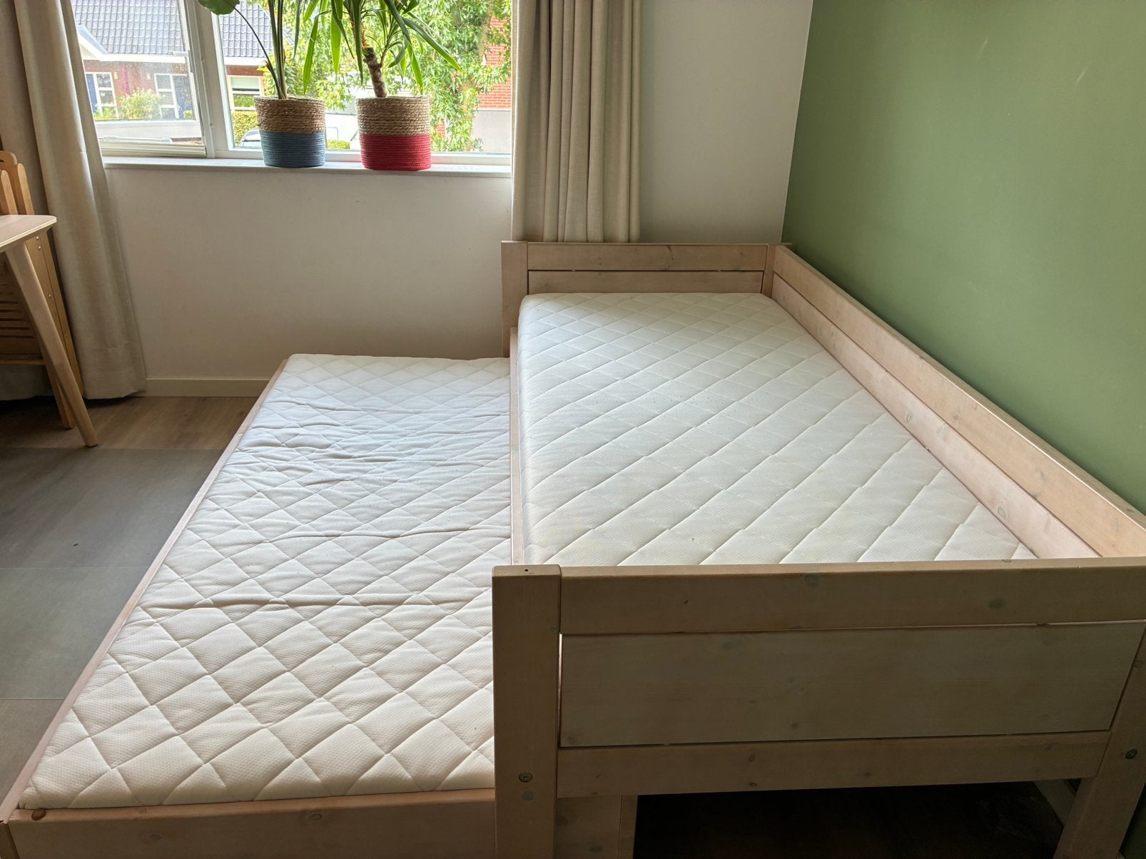 Flexa Whitewash uitschuif bed, Kinderen en Baby's, Ophalen, Gebruikt, 70 tot 85 cm, Matras