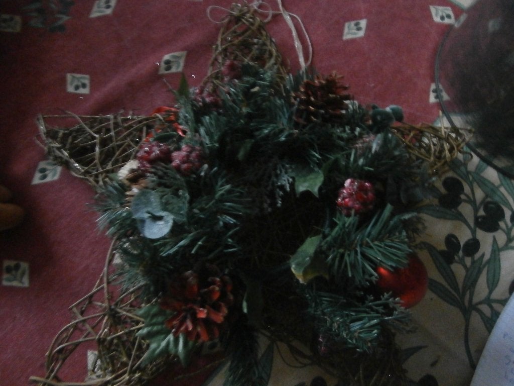 Kerst krans rode versiering decoratie kerstkrans kerstboom, Diversen, Kerst, Ophalen of Verzenden, Gebruikt