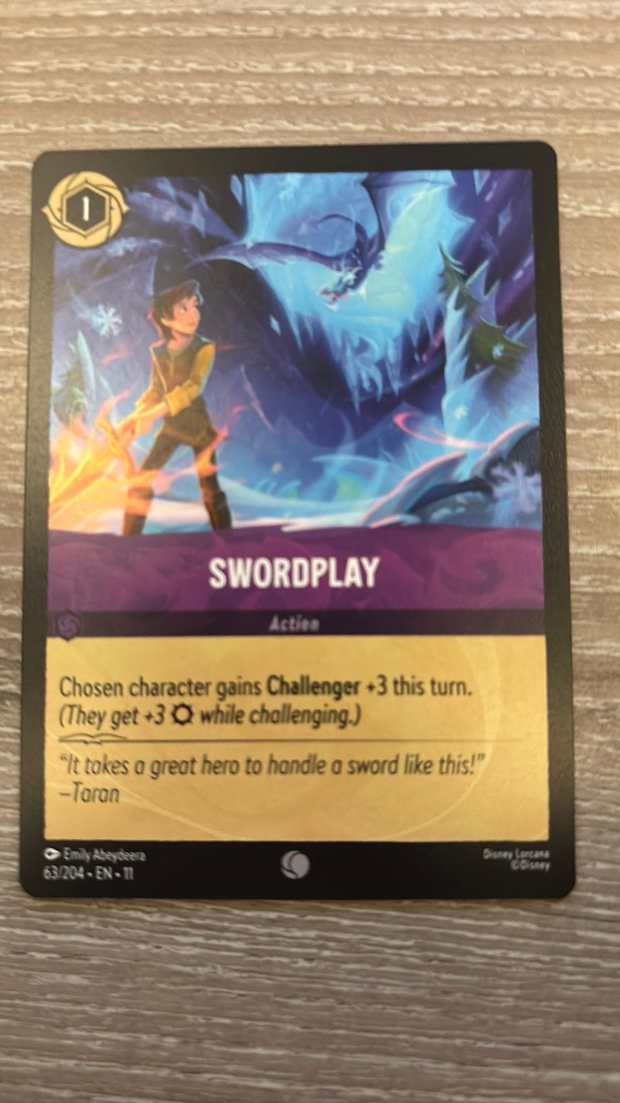 Disney Lorcana Taran Swordplay! 63-204 11WSP nonfoi, Ophalen of Verzenden, Zo goed als nieuw, Losse kaart
