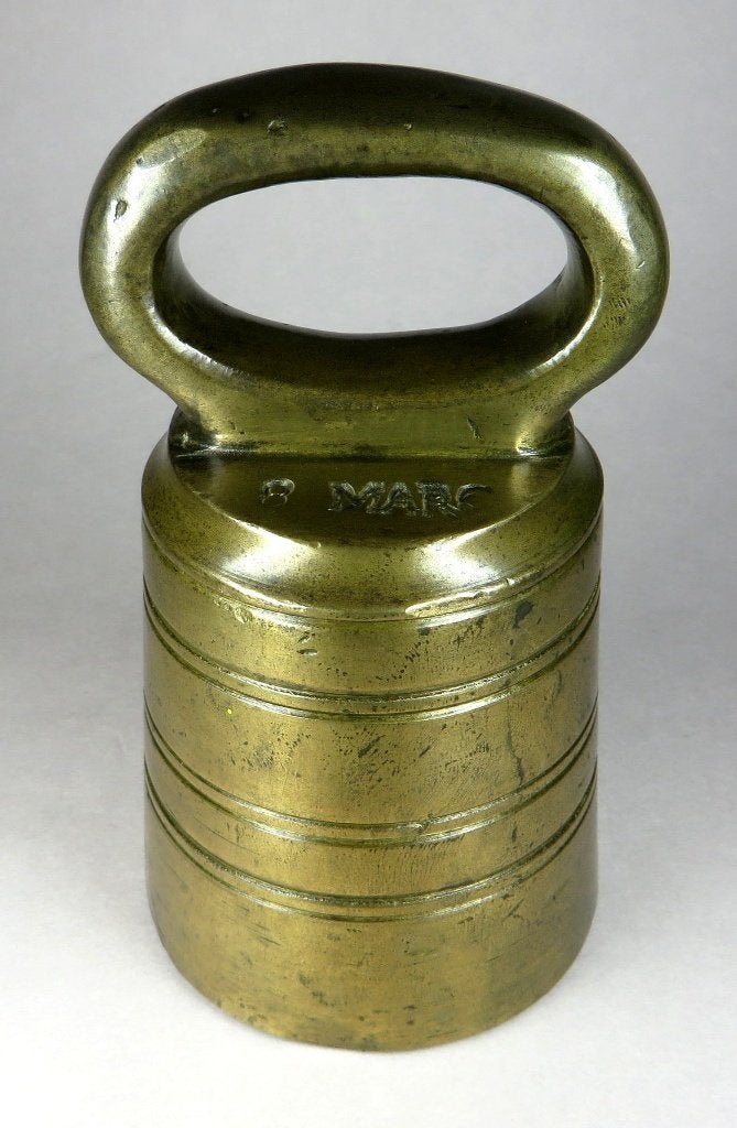 Bronzen krukgewicht van 8 mark (ca. 1968 gram), Ophalen of Verzenden