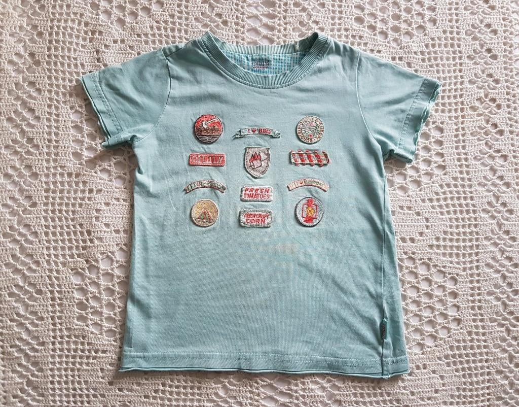 Oilily shirt mintgroen 'kamperen' 110, Ophalen of Verzenden, Zo goed als nieuw, Jongen of Meisje, Shirt of Longsleeve