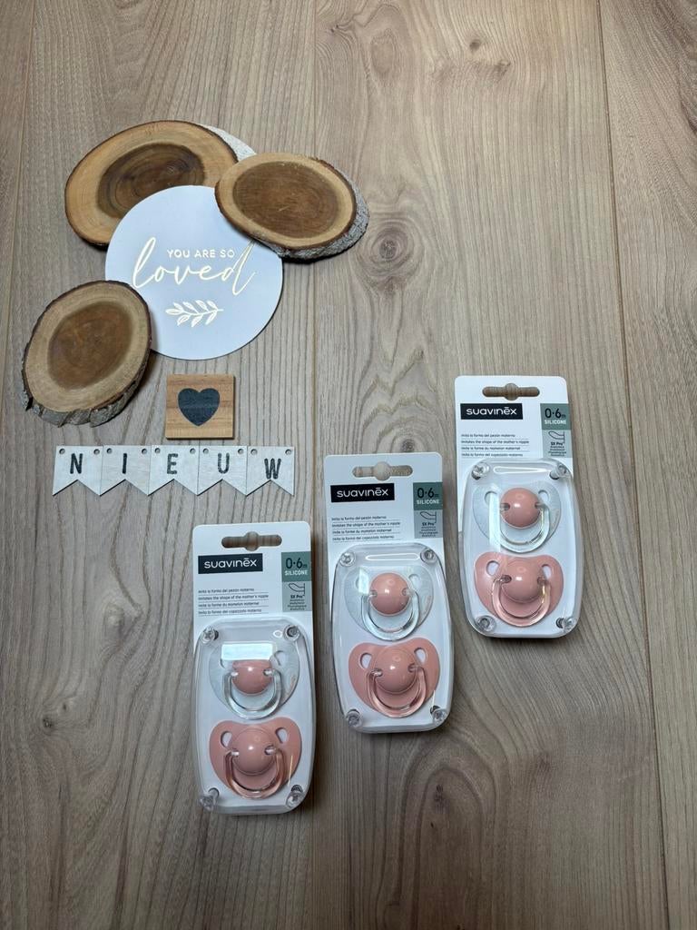 Baby meisje 3 setjes van 2 wit roze spenen suavinēx s 0-6 m, Ophalen of Verzenden, Nieuw, Overige typen