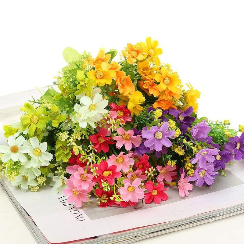 Kunst Madeliefjes Boeket / Nep Plant Bloemen Terras Zijde, Verzenden, Nieuw, Kunstbloem
