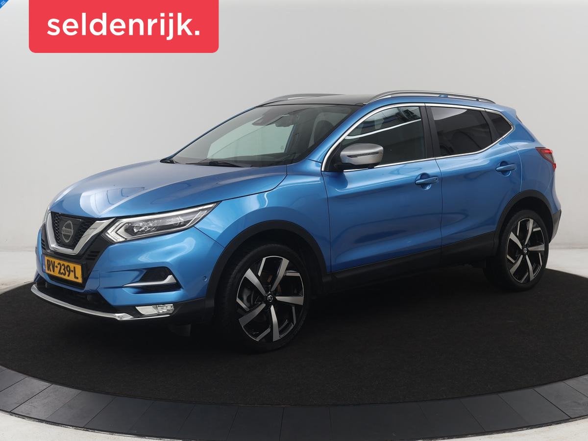 Nissan Qashqai 1.2 Tekna + | Panoramadak | Leder | Memory |, Auto's, Gebruikt, 4 cilinders, Blauw, 116 pk