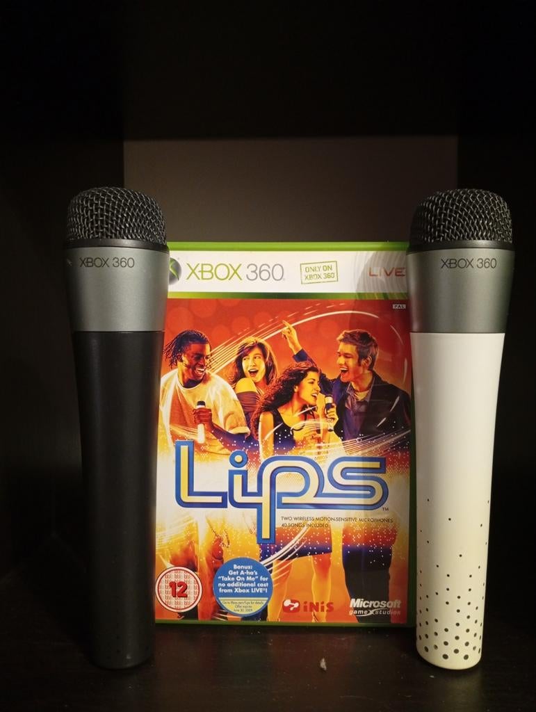 Lips Xbox 360 met 2 draadloze microfoons, Muziek, Gebruikt, 2 spelers, Eén computer