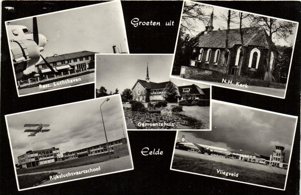 Groeten uit Eelde - 5 afb o.a. Vliegveld - 1967 gelopen, Verzamelen, Ophalen of Verzenden, 1960 tot 1980, Gelopen, Drenthe