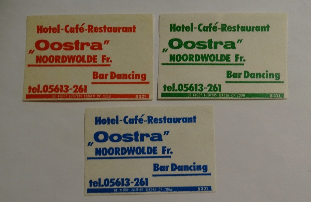 Hotel Café    OOSTRA   NOORDWOLDE, Verzenden, Luciferdoosjes of -merken