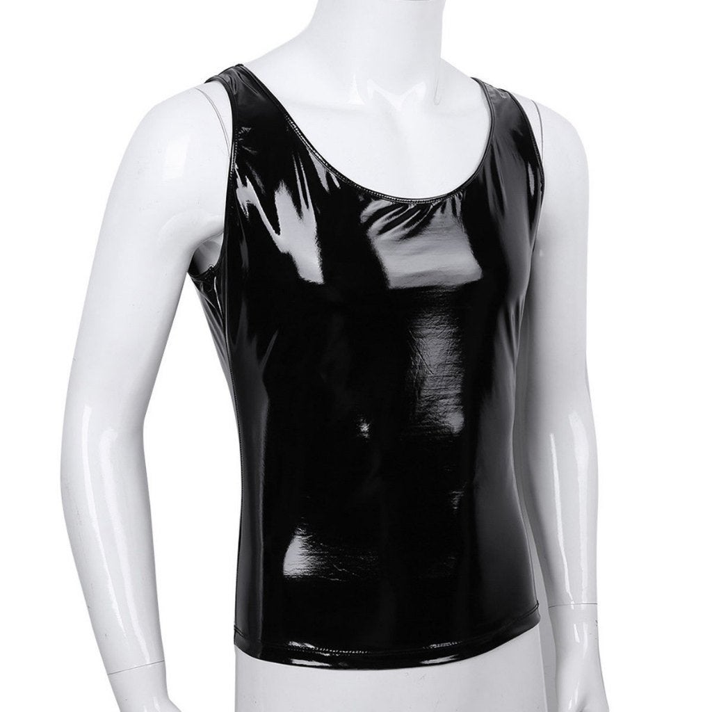 Zwart kunstleren hemd / leren wetlook sexy party heren, Verzenden, Nieuw, Overige maten, Overige thema's
