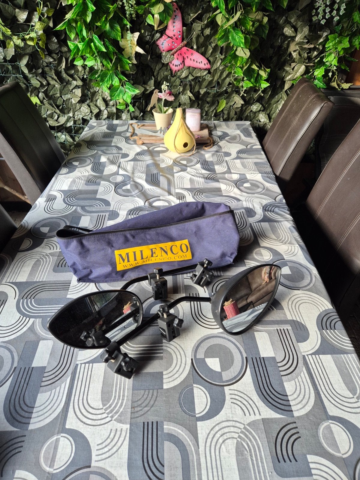 Milenco caravanspiegels set met opbergtas, Caravans en Kamperen, Ophalen, Gebruikt