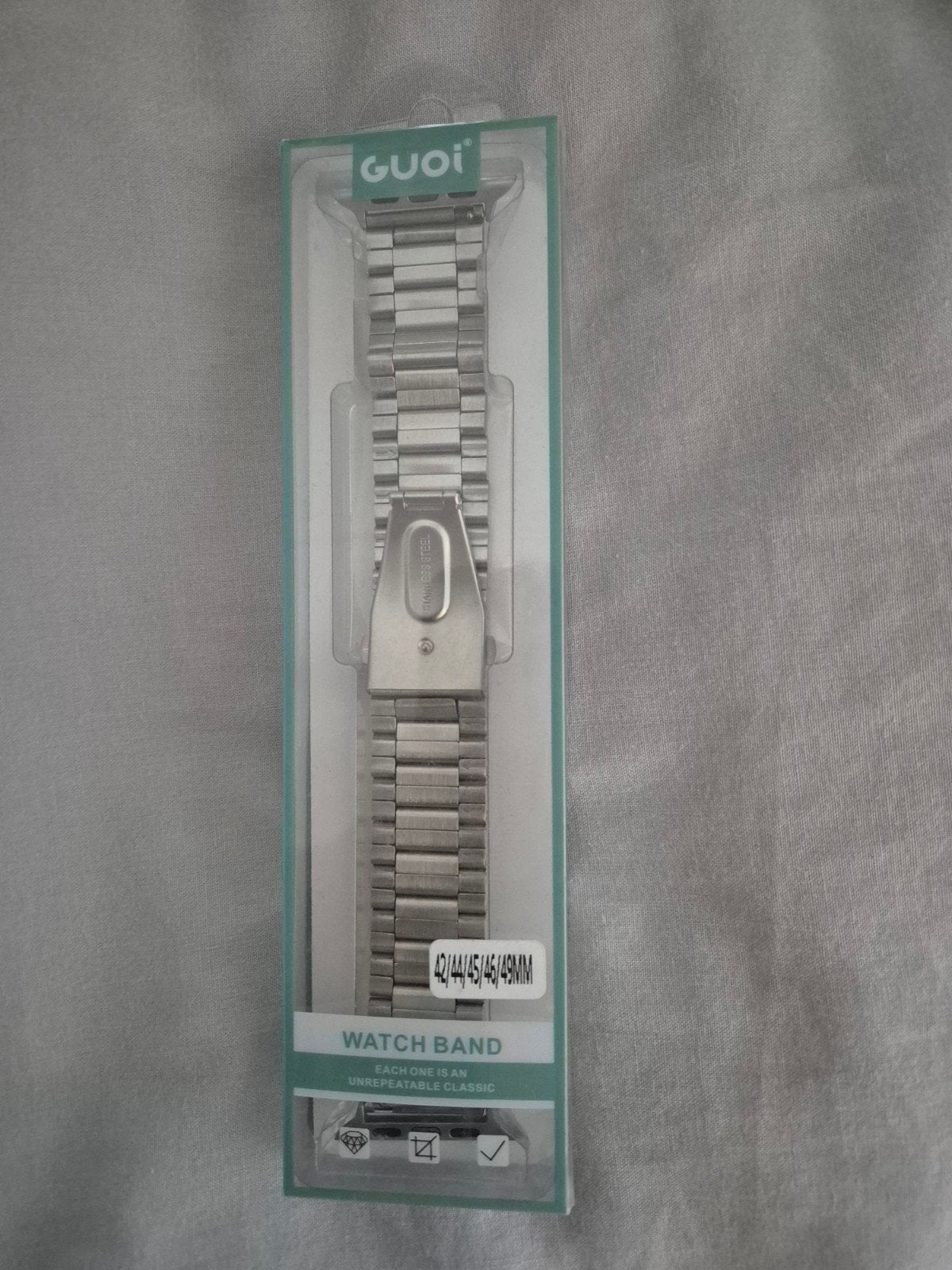 GUOI Roestvrijstalen Horlogeband 42-49mm, Ophalen of Verzenden, Nieuw, Zilver, GUOI
