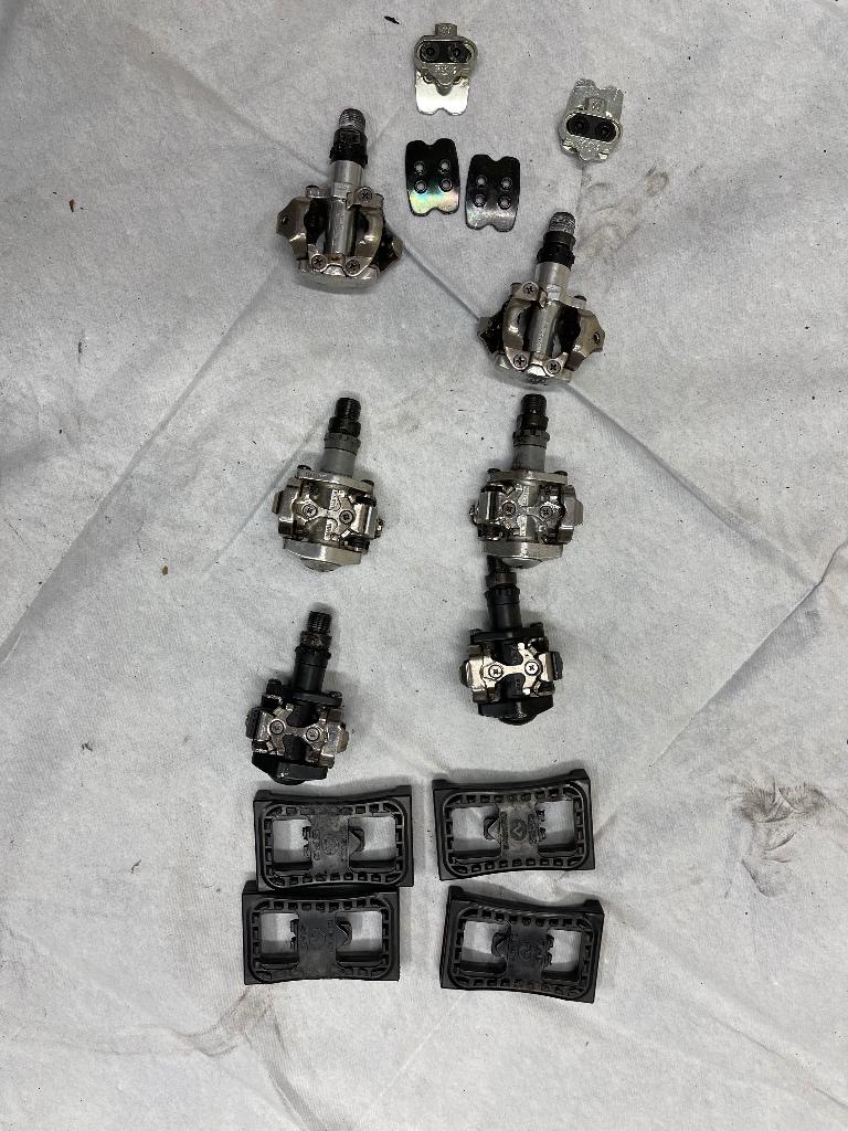 Spd pedalen, 3 paar, gebruikt, Crankstel of Pedalen, Gebruikt, BMX, Overige materialen