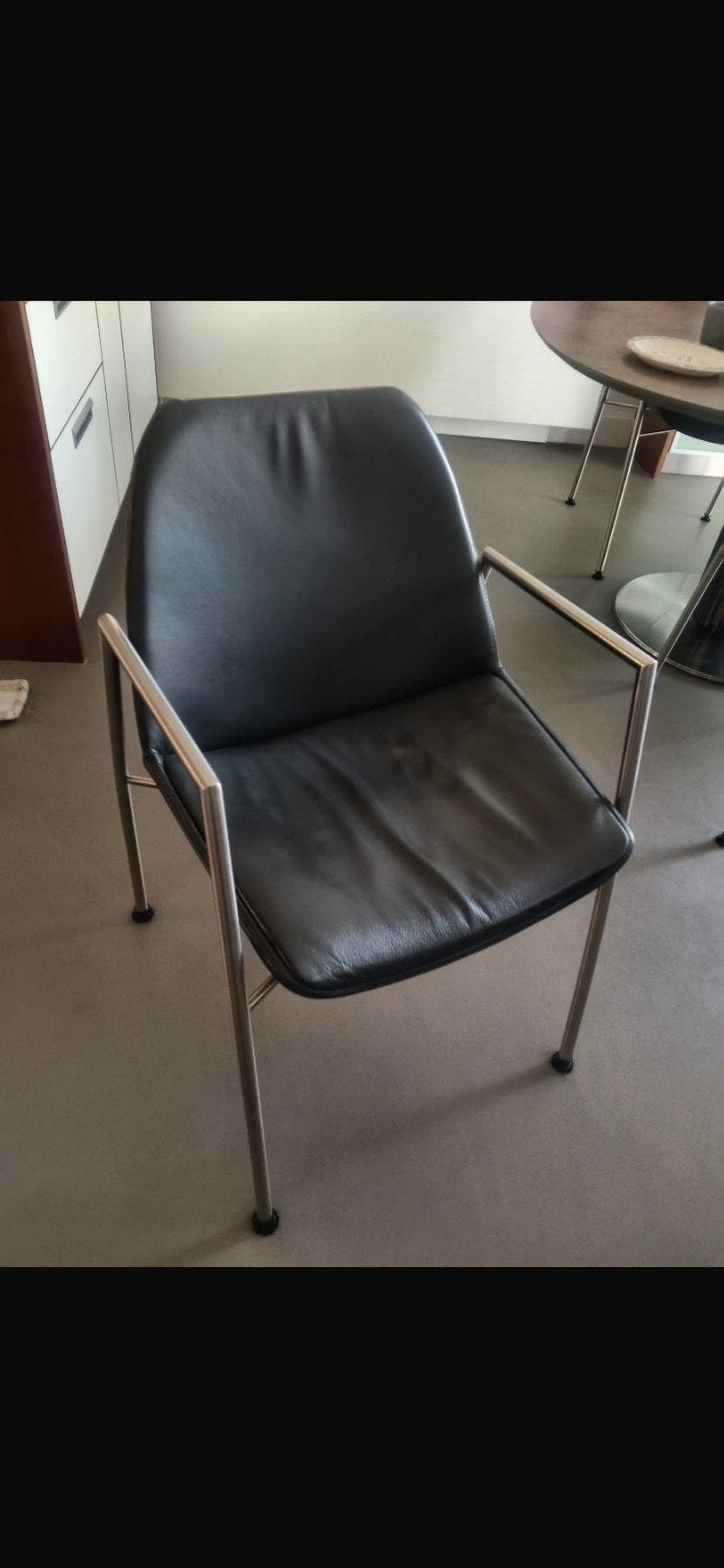 Leren eetkamerstoelen, Huis en Inrichting, Stoelen, Vier, Leer, Grijs, Ophalen