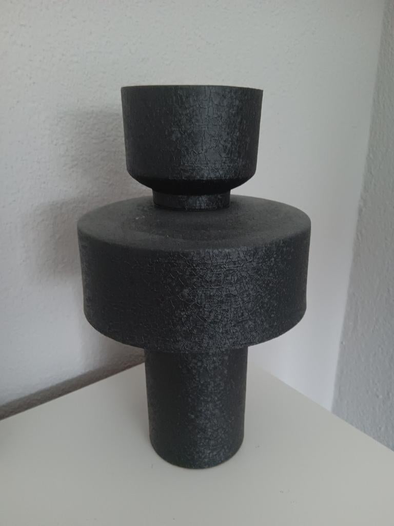 Nieuwe Metalen Design Vaas, Overige materialen, Verzenden, Zwart, Nieuw