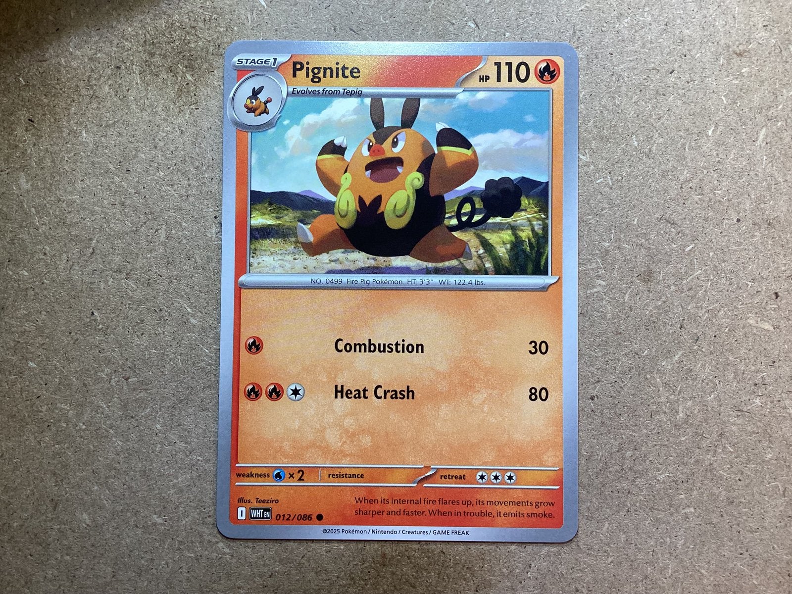 1x Pignite [WHT 012/086] (Near Mint), Ophalen of Verzenden, Zo goed als nieuw, Losse kaart