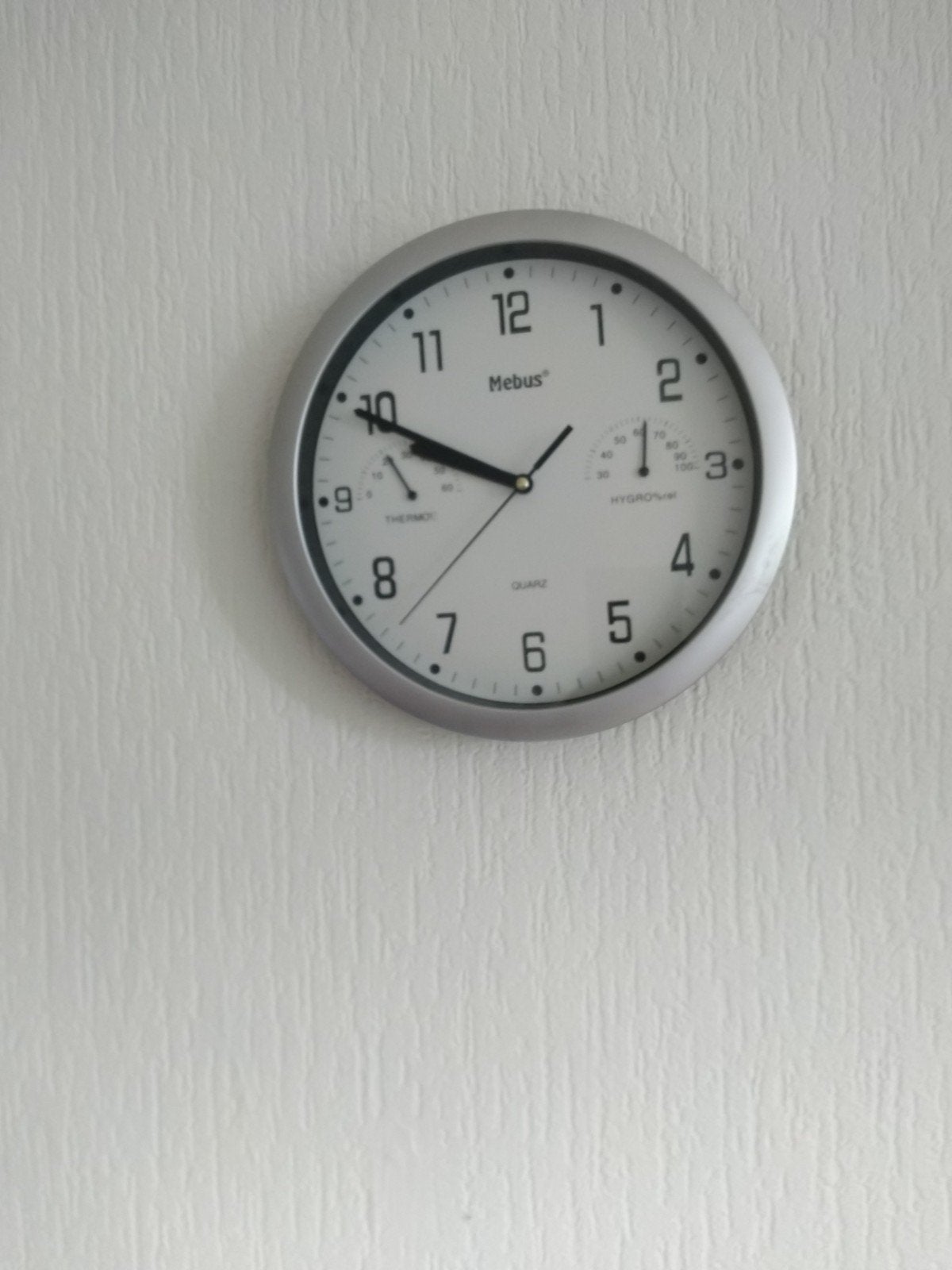 Mebus Wandklok met Thermometer en Hygrometer, Ophalen, Wandklok, Analoog, Zo goed als nieuw
