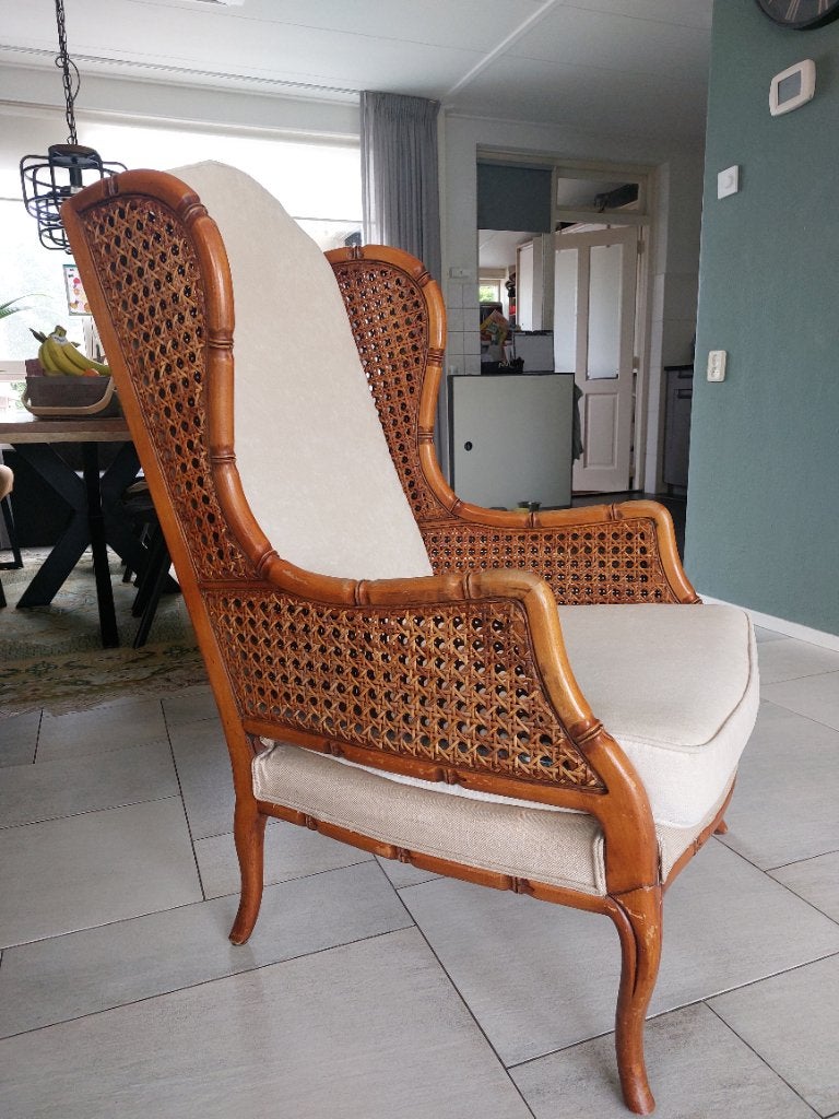 Vintage Giorgetti Faux-Bamboe Wingback Fauteuil - Jaren 70 -, Ophalen