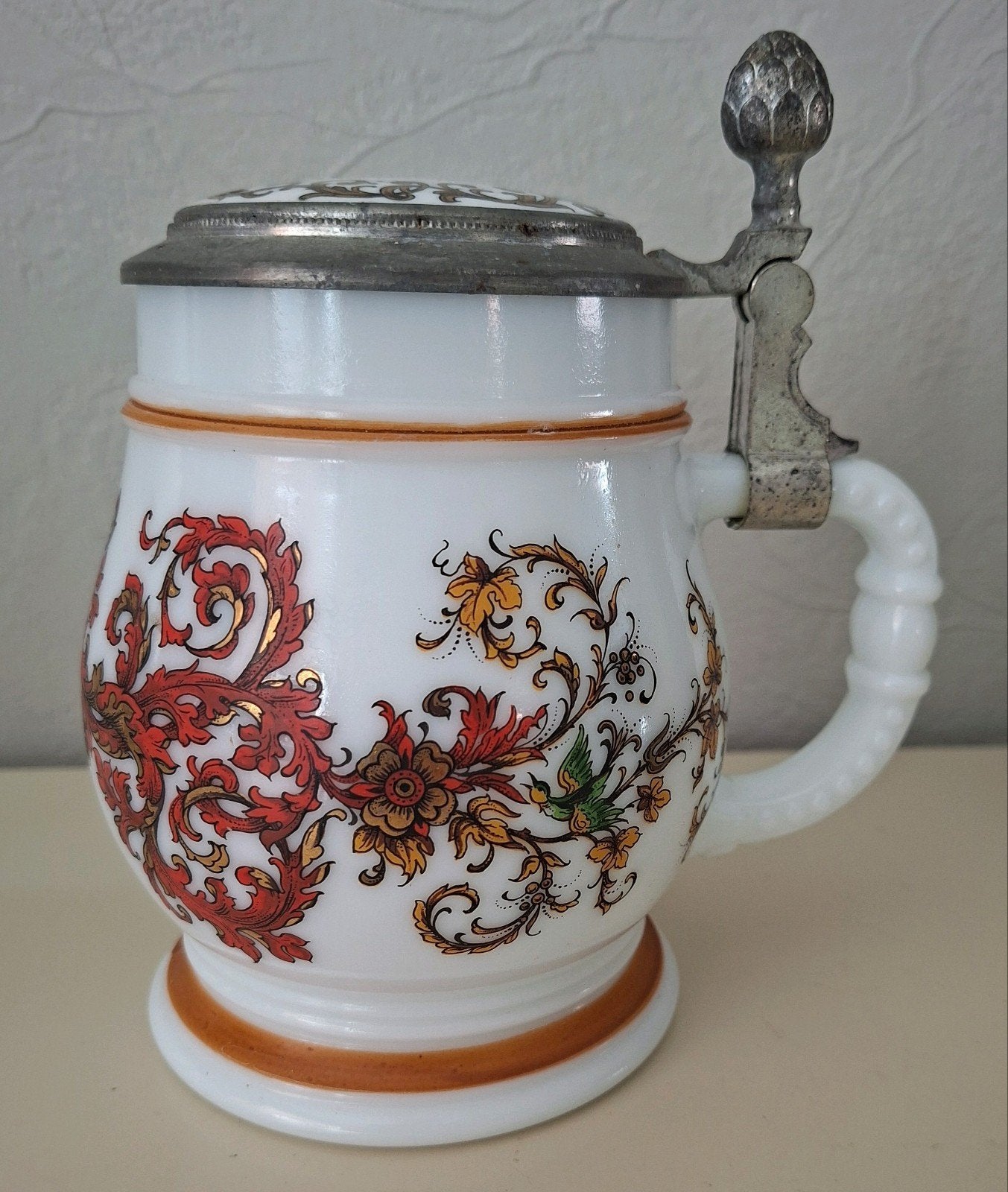 Vintage Bierseidel BMF bierpul van melkglas, Ophalen of Verzenden, Pul(len), Overige merken