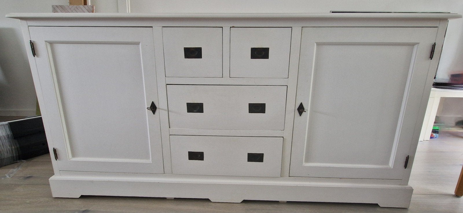 Wit Dressoir, 185 cm breed, Ophalen, Gebruikt, 25 tot 50 cm, 150 tot 200 cm