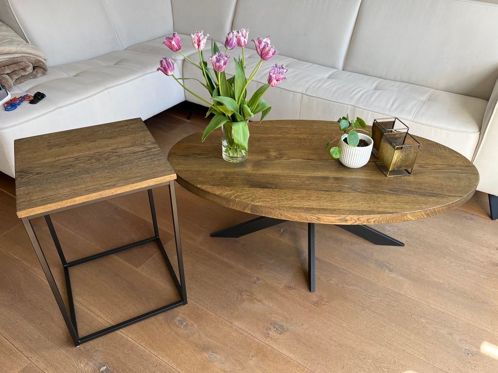 Salontafel en Bijzettafel - Super Nette Staat, Ophalen, Zo goed als nieuw, Rond, Hout