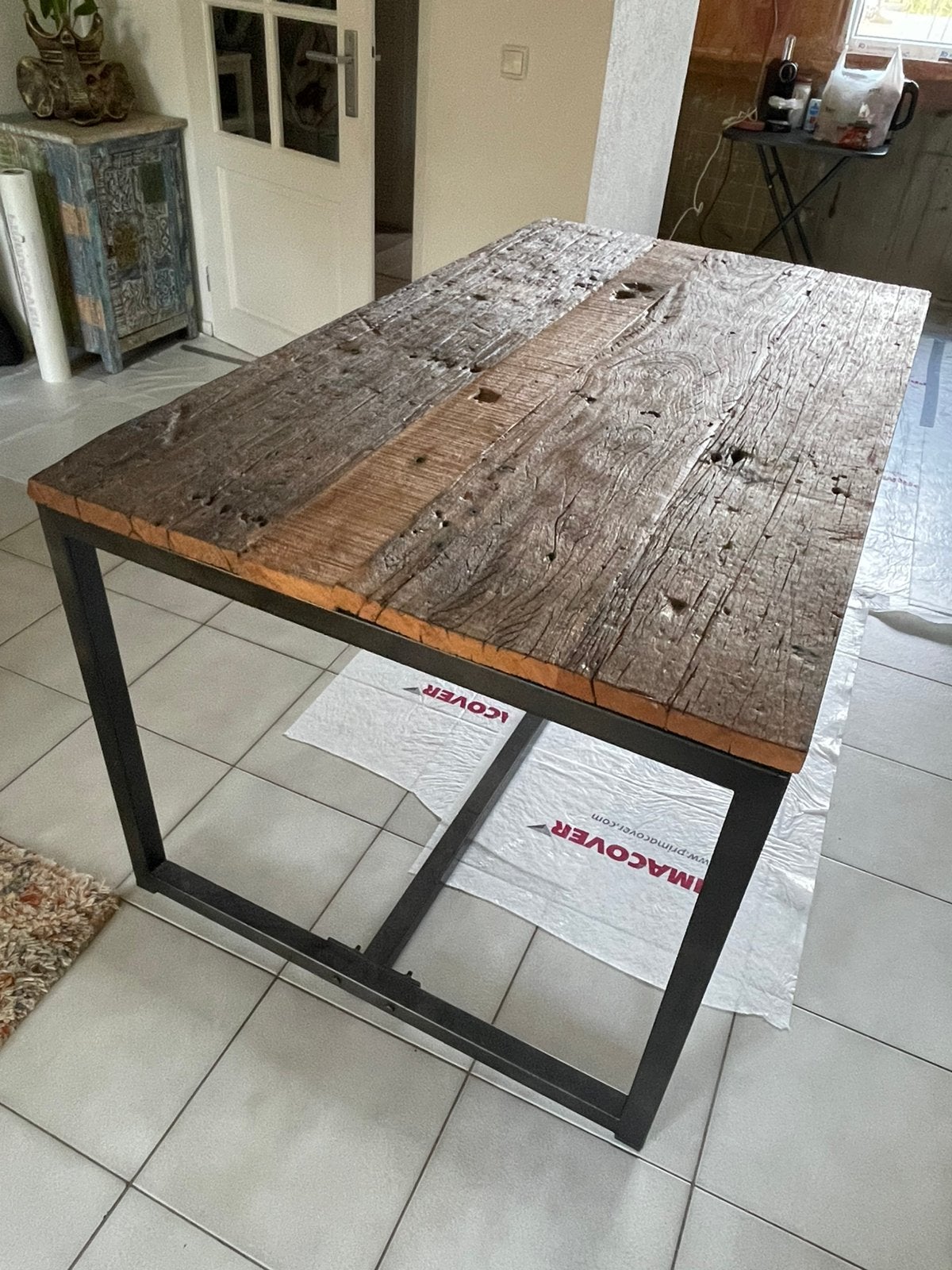 Eettafel zwart/canyon, Huis en Inrichting, Gebruikt, 75 cm of meer, 150 tot 200 cm, Rechthoekig
