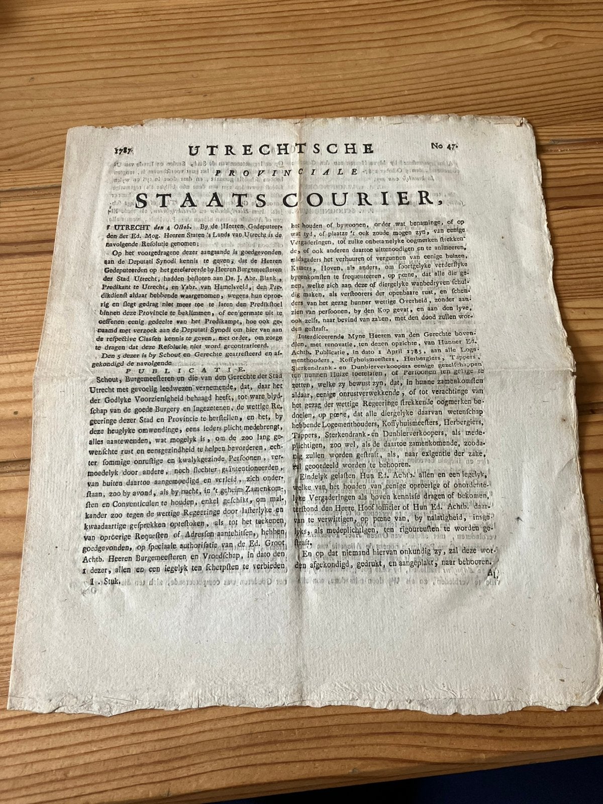 Utrechtsche provinciale staats courier 1787 Utrecht, Verzamelen, Ophalen of Verzenden, Tijdschrift