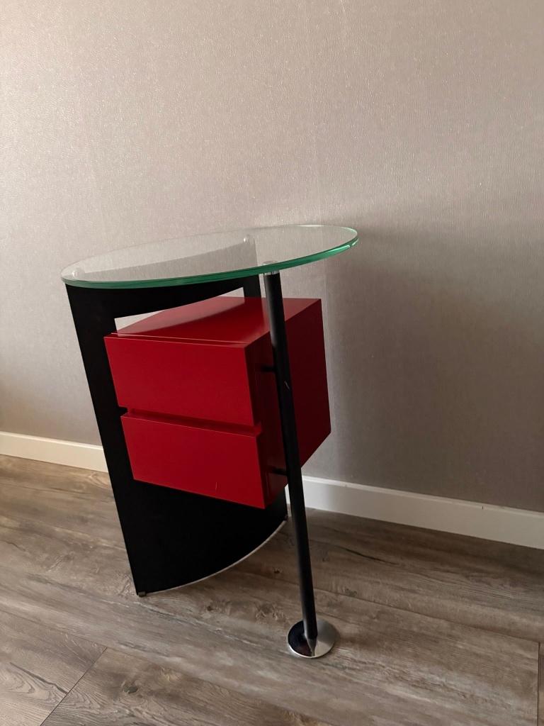 Designtafeltje met lades, Huis en Inrichting, Tafels | Sidetables, Ophalen, Gebruikt, 50 tot 100 cm, Rond