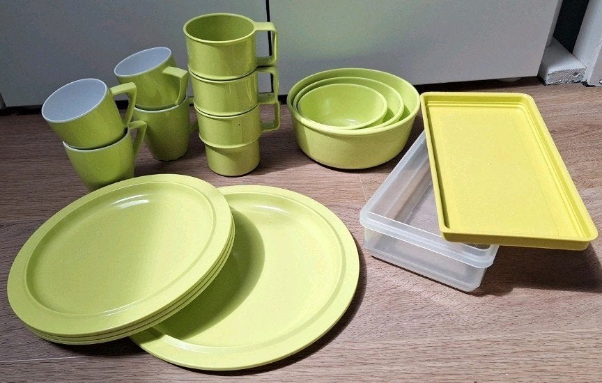 Mepal servies set - limegroen, Ophalen of Verzenden, Gebruikt