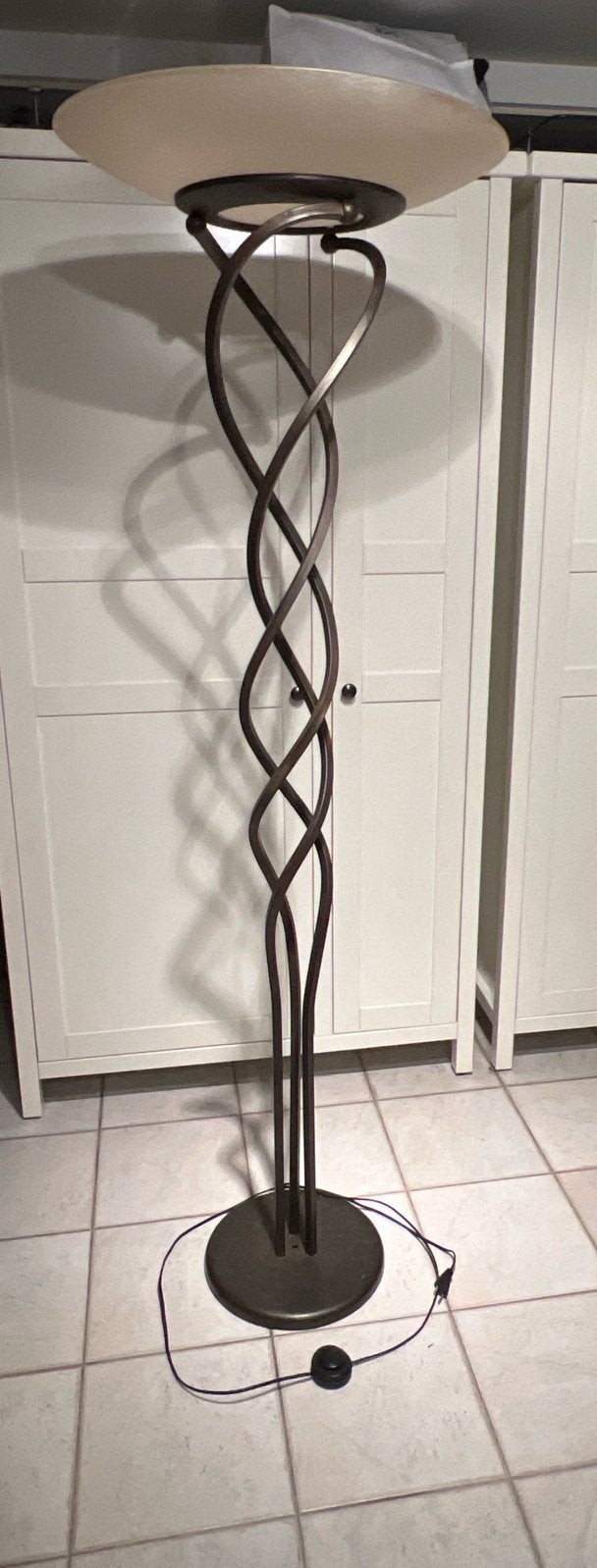 Bronzen staande lamp met E27 fitting, 176 cm hoog, Ophalen, Gebruikt, E27 (groot), Metaal