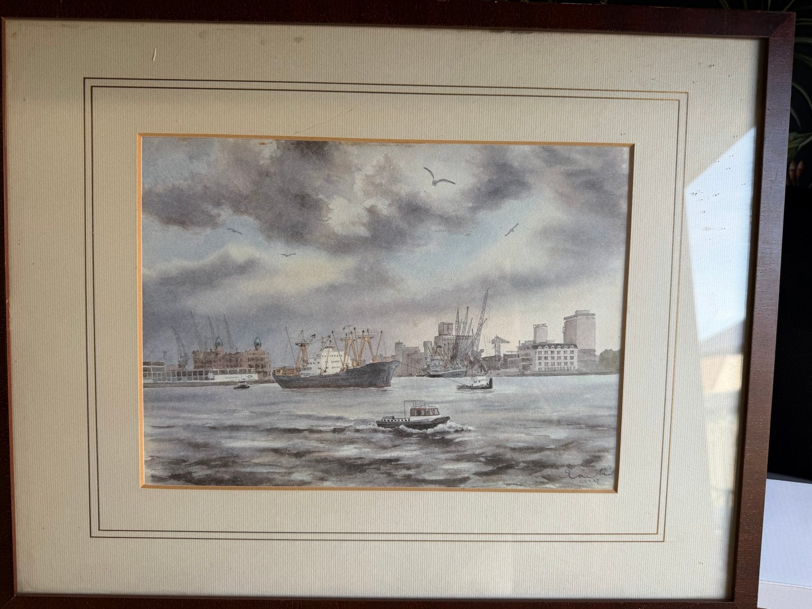 Ad Nauta - Havenzicht Rotterdam (Litho, 1986), Antiek en Kunst, Ophalen
