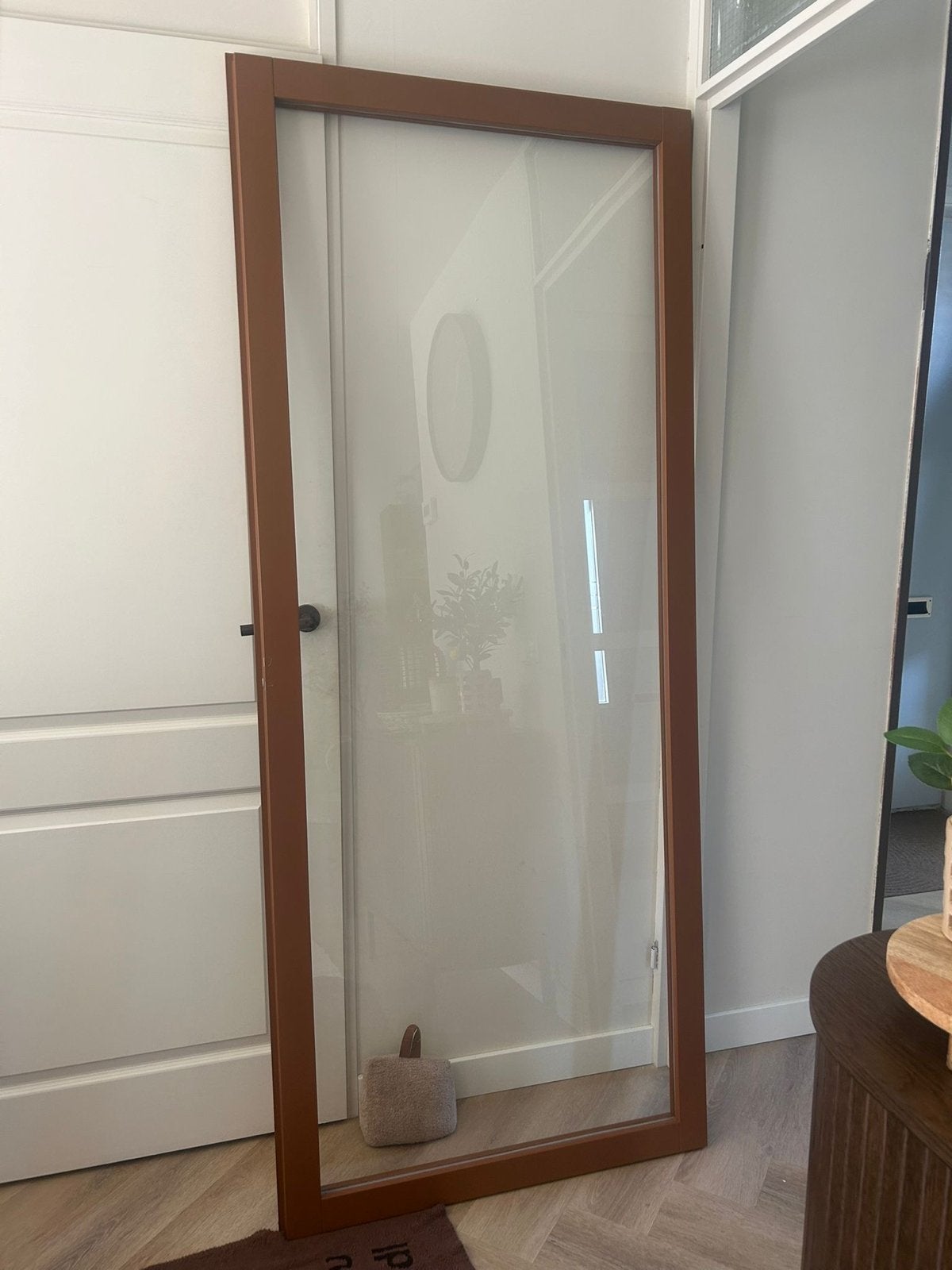 Terracotta staal-look tussendeur met glas, Doe-het-zelf en Verbouw, Deuren en Horren, Ophalen, 80 tot 100 cm, Binnendeur, Nieuw